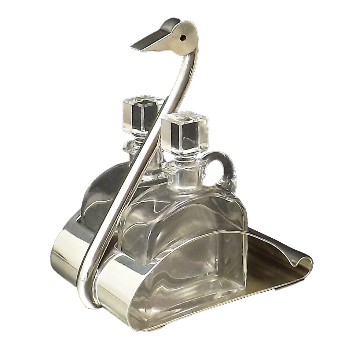 Art Deco Swan Oil & Vinegar Stand by C. Fjerdingstad, Gallia for Christofle