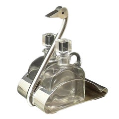 Art Deco Swan Oil & Vinegar Stand by C. Fjerdingstad, Gallia for Christofle