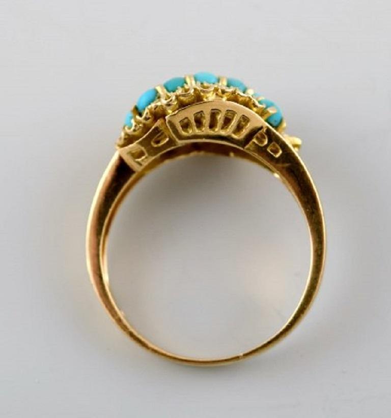 Art Deco ring of 18 kt. gold with topaz.
Stamped. Sweden 1930 / 40s. 750.
In very good condition.
Size 20 mm. Size 9,25 (USA). Our jeweler can adjust to any size for an additional $50.