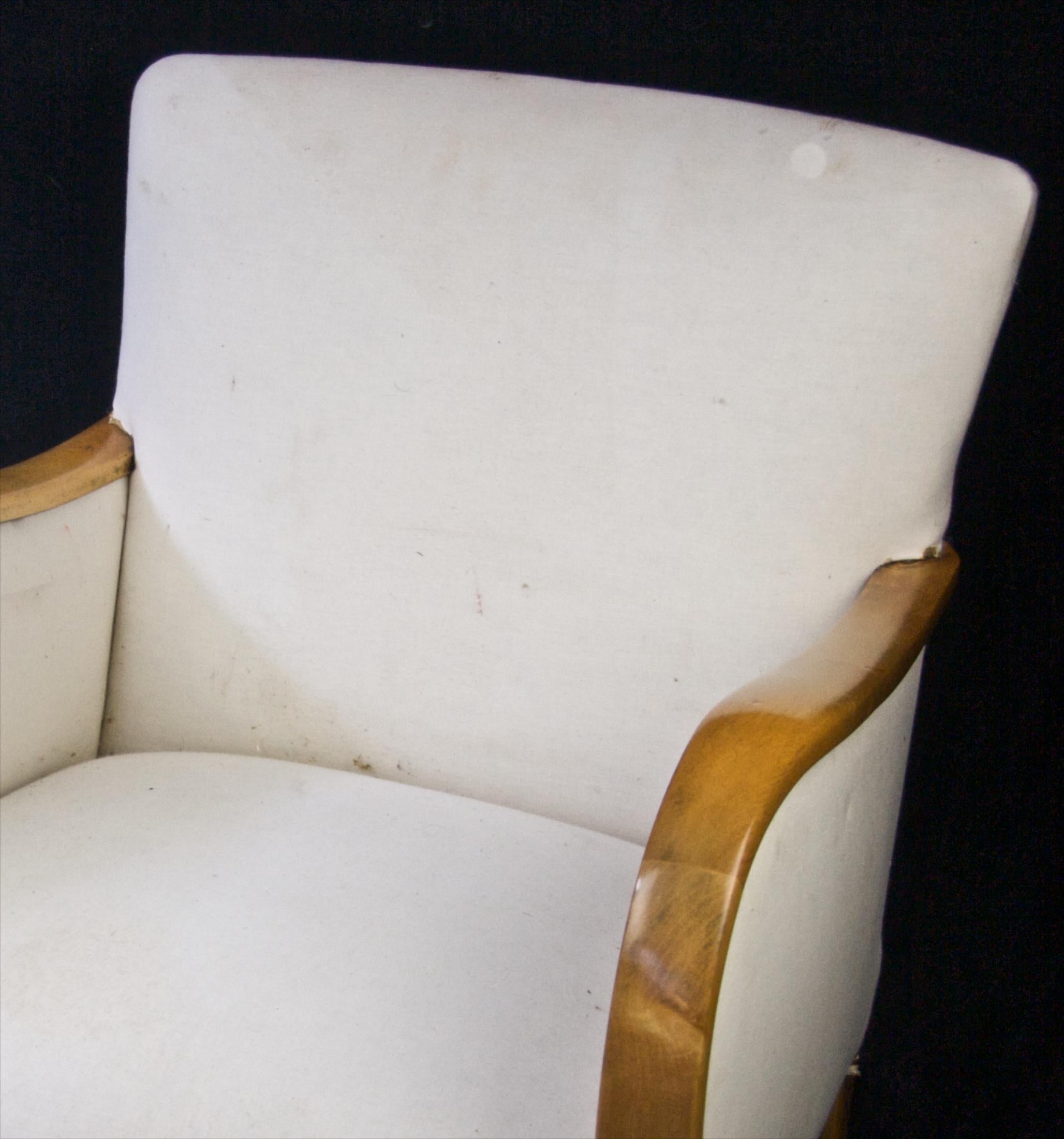 Polished Art Deco Swedish Armchairs Early 20th Century Honey Golden Birch Bentwood Legs