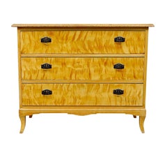 Art Deco Swedish Biedermeier Flame Golden Birch Chest of Drawers Commode A