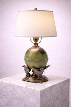 Art Deco Swedish Bronze and Pewter Table Lamp, Ystad Metall, 1930s