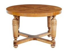Art deco Swedish carved birch and elm coffee table