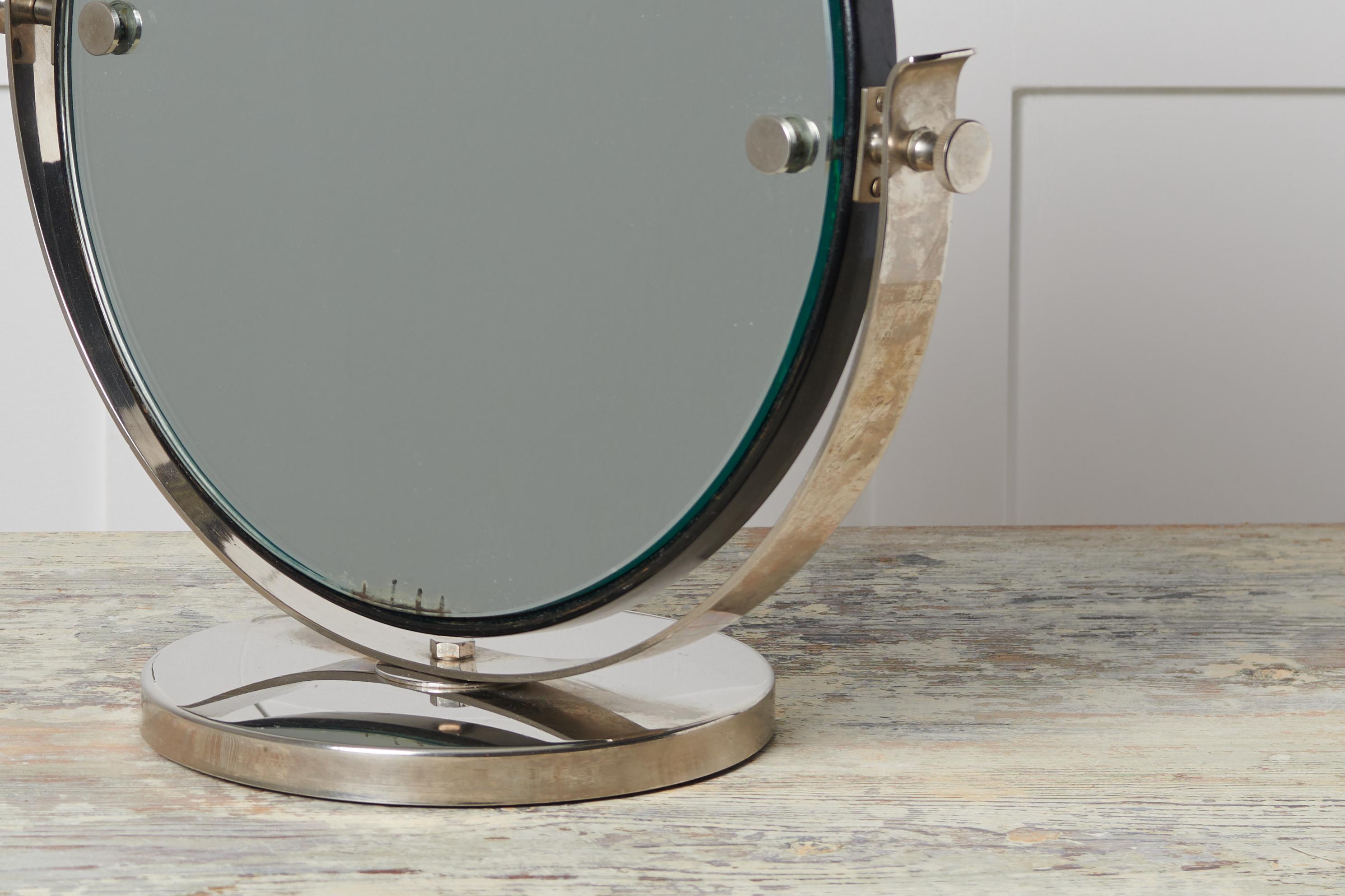 Art Deco Swedish Chromed Round Table Mirror For Sale 2