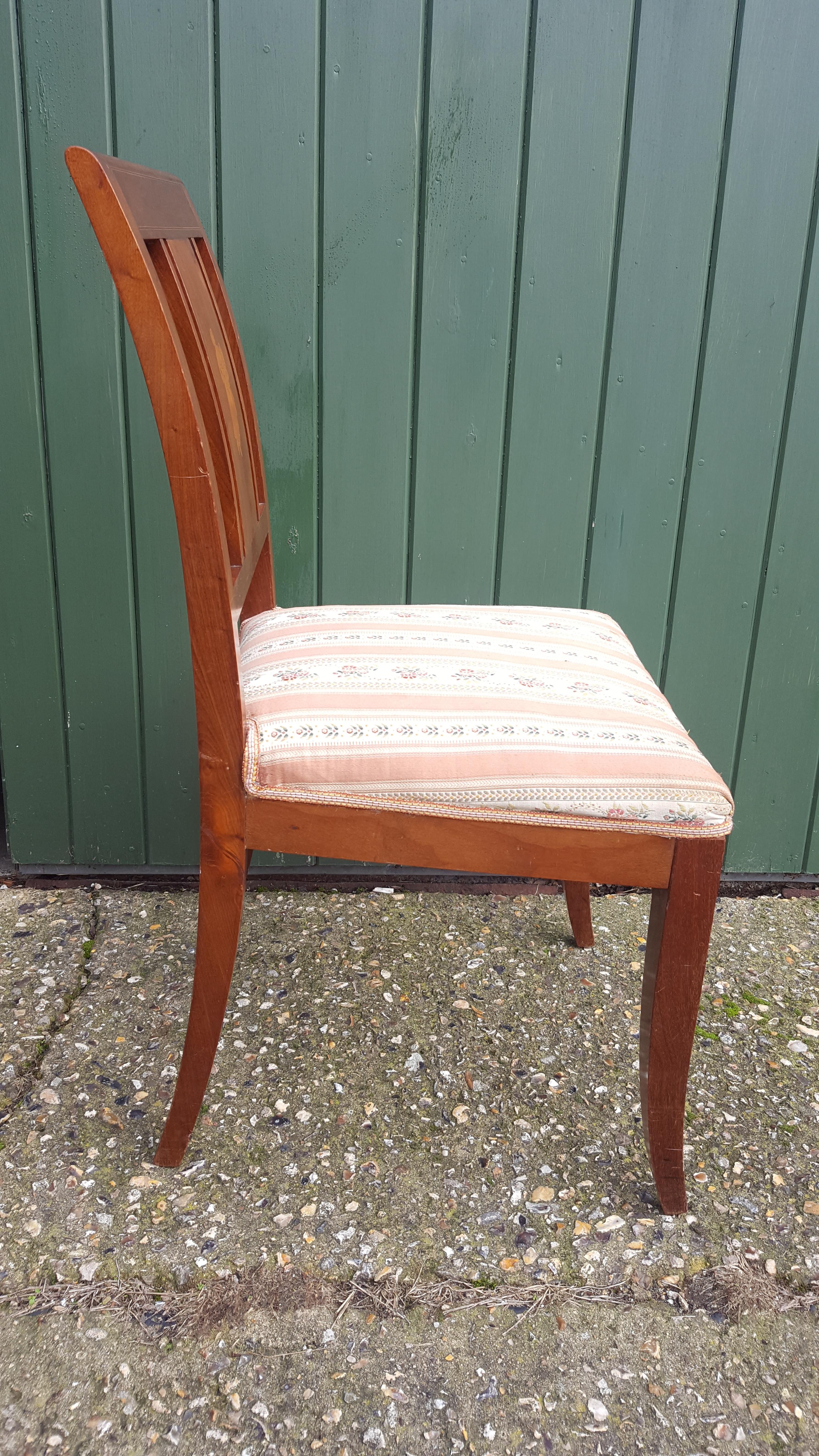 Art Deco Swedish Dining Chairs Set of 6 Marquetry Dark Honey, Early 20th Century For Sale 2