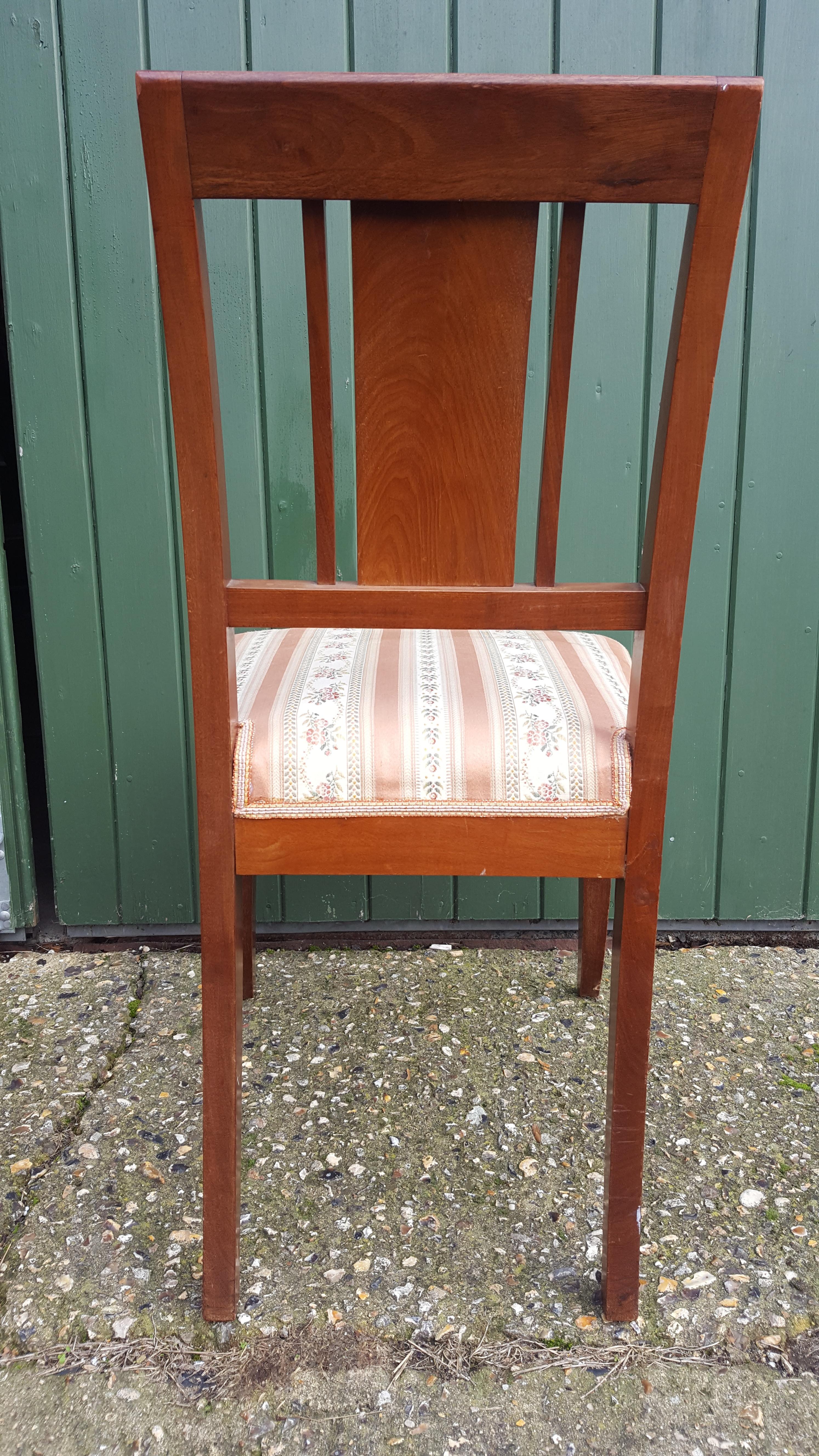 Art Deco Swedish Dining Chairs Set of 6 Marquetry Dark Honey, Early 20th Century For Sale 3