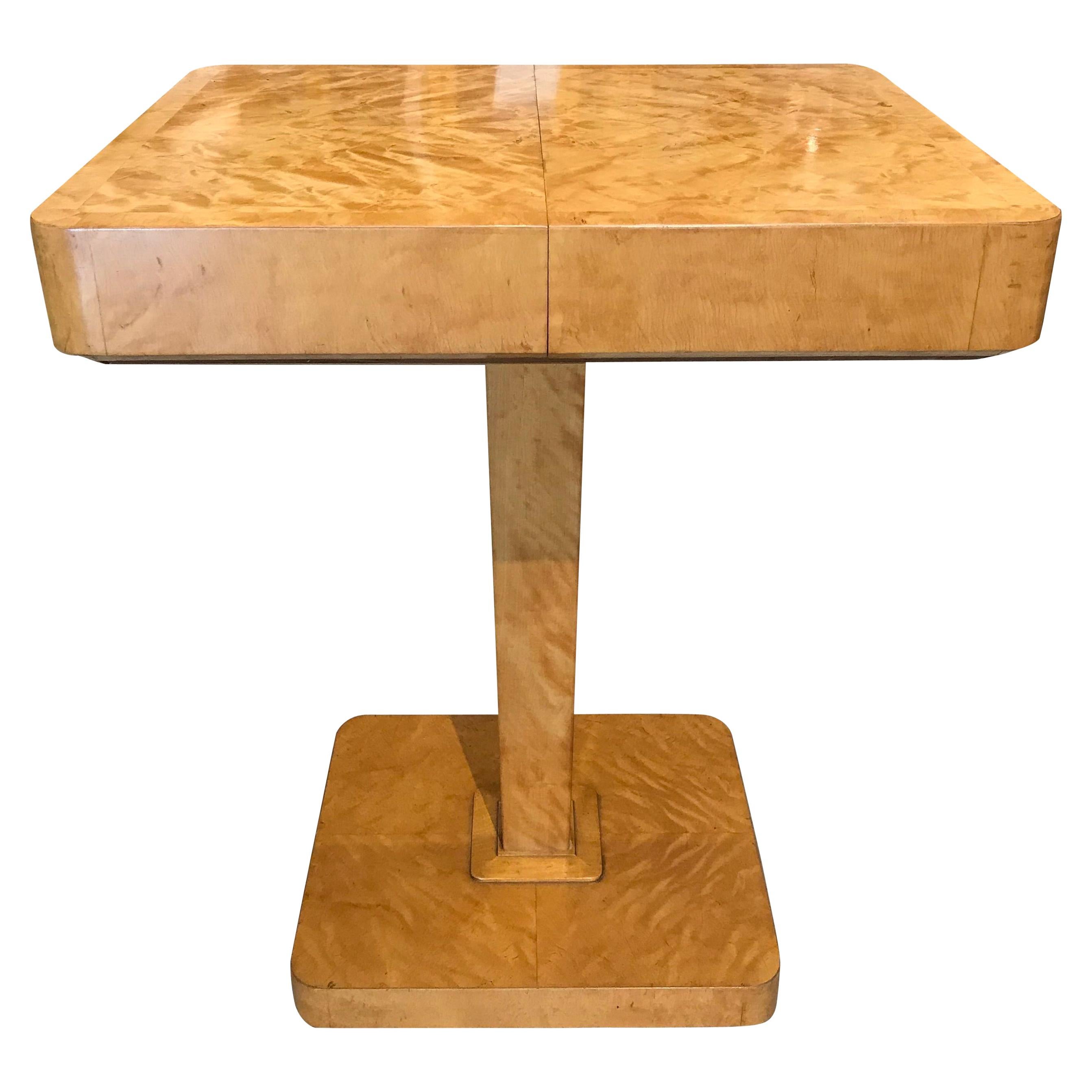 Art Deco Swedish Flame Birch Sewing Table For Sale