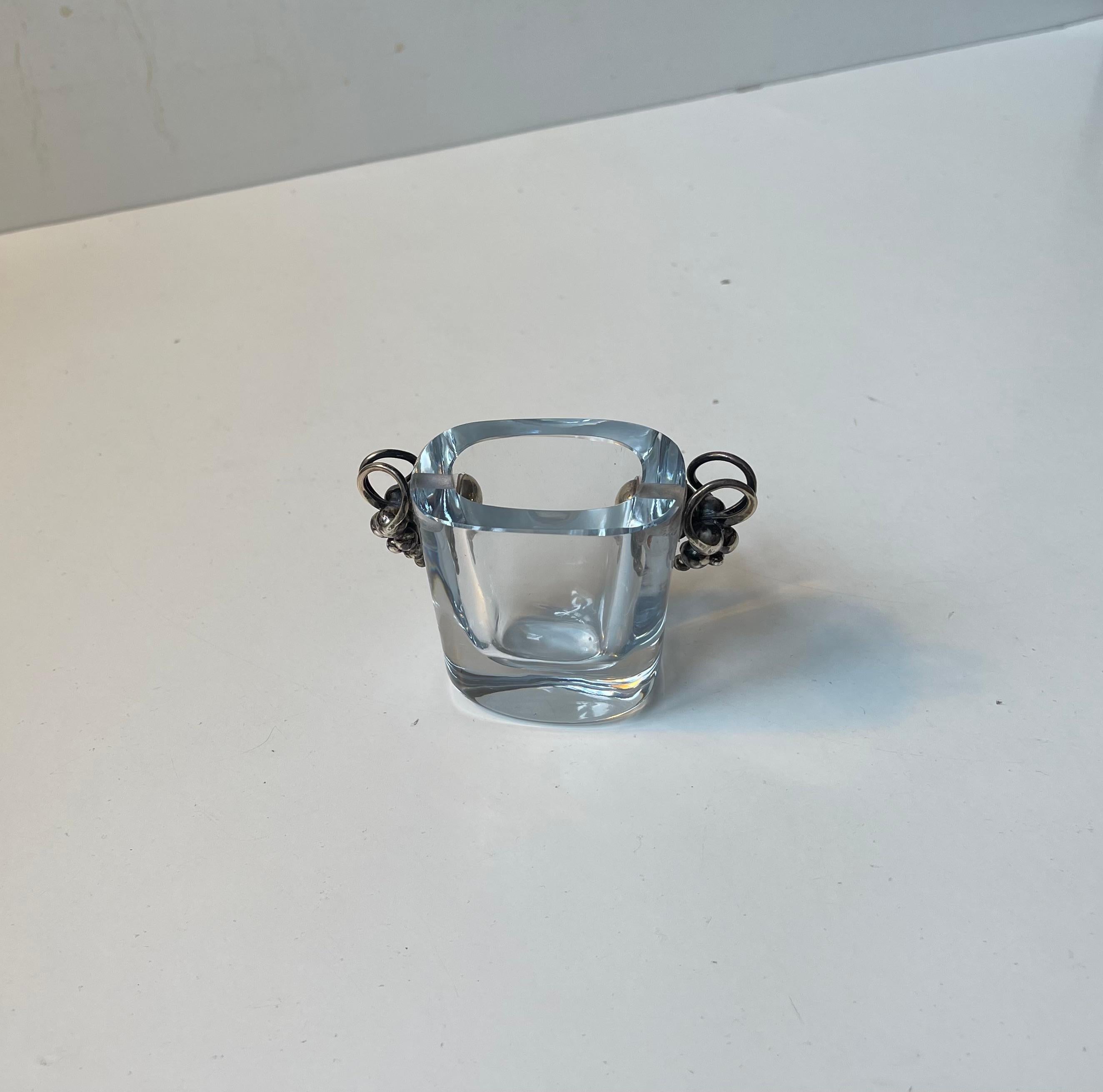 Art Deco Swedish Grace Crystal Vase w. Silver Grapes Dragsted & Strombergshyttan For Sale 2