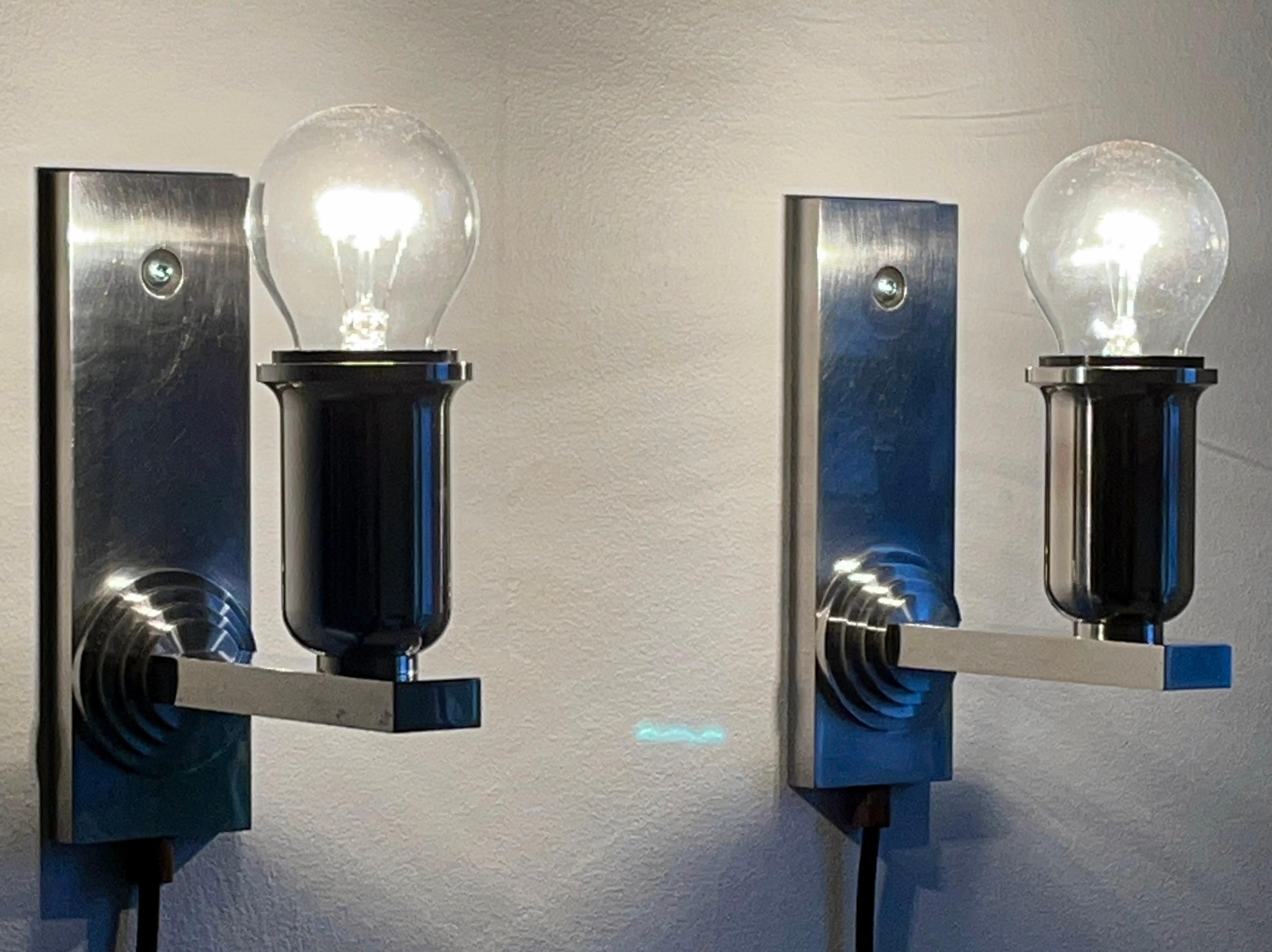 Art Deco Swedish Grace Solid Steel Sconces, 1930s In Good Condition For Sale In Stockholm, SE