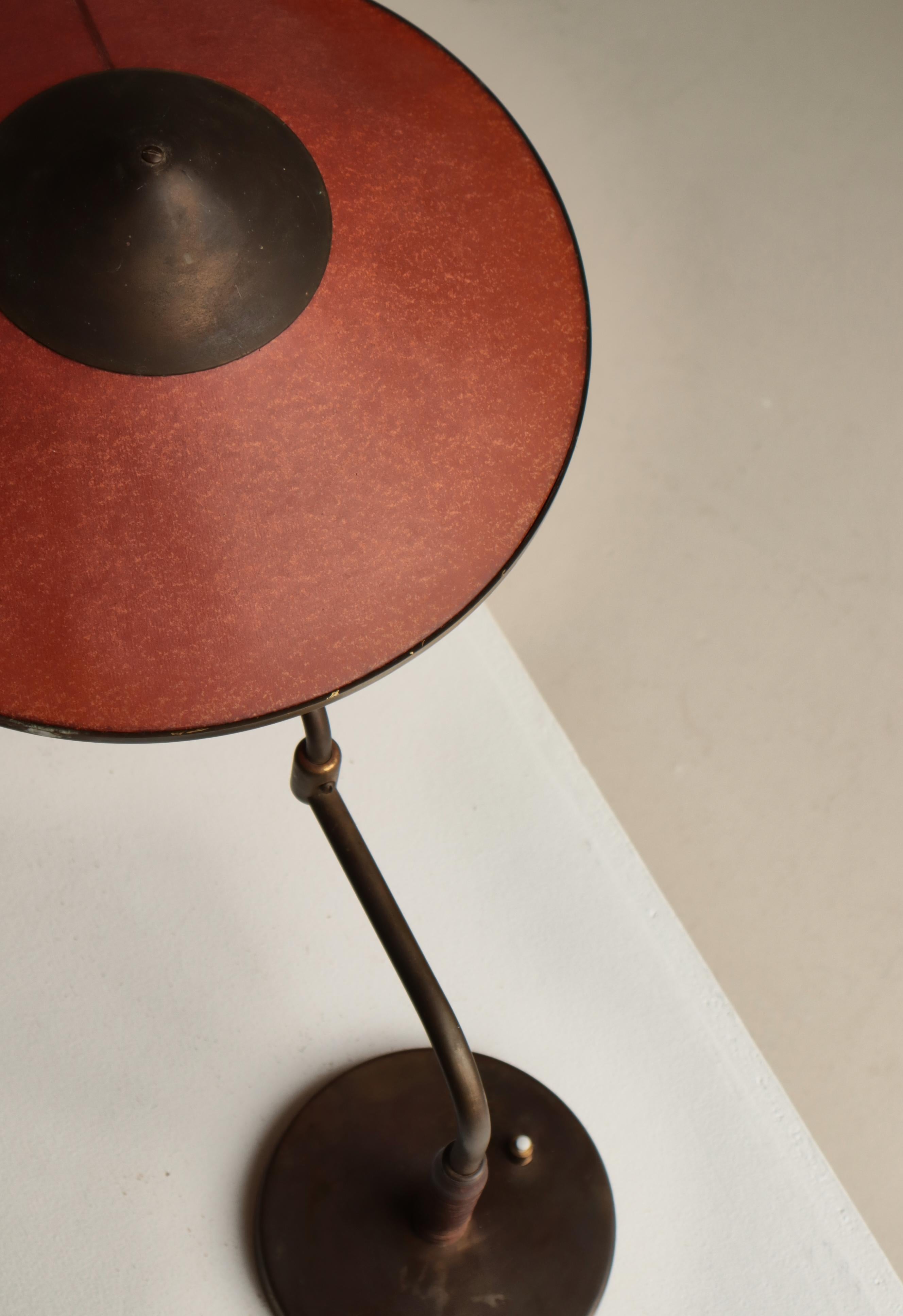 Art Deco Swing Desk Lamp in Patinated Brass by LYFA, Denmark, 1930s in vendita 8