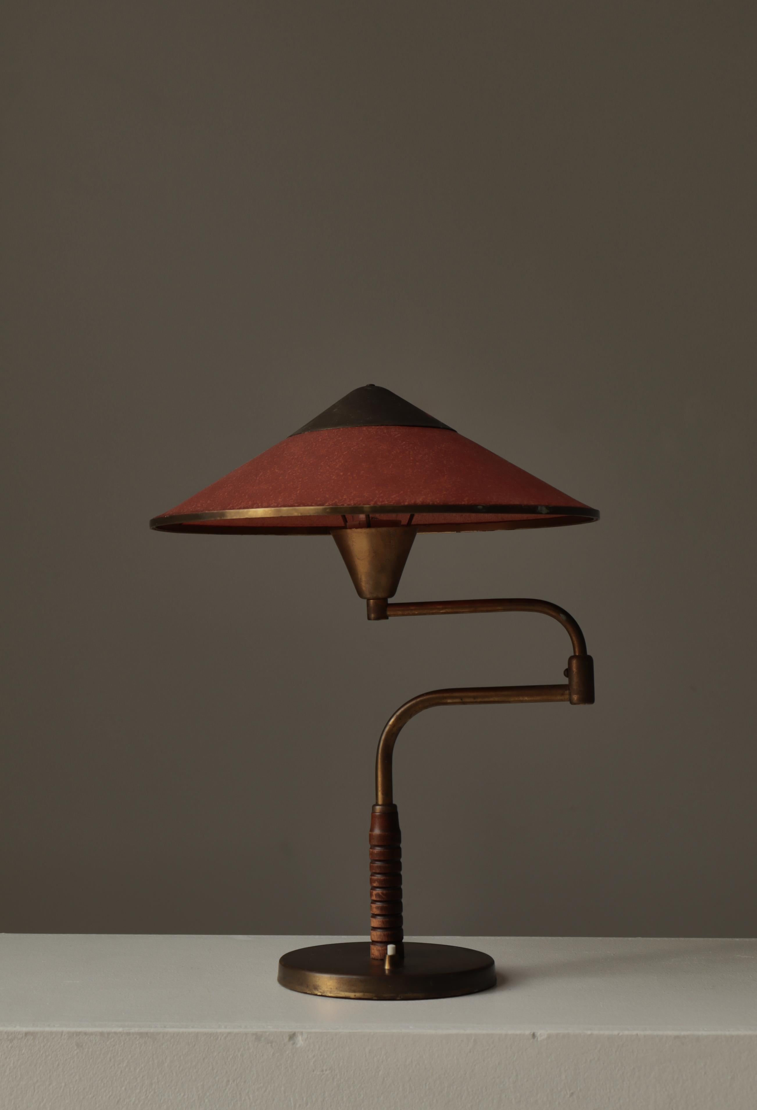Art Deco Swing Desk Lamp in Patinated Brass by LYFA, Denmark, 1930s in vendita 11