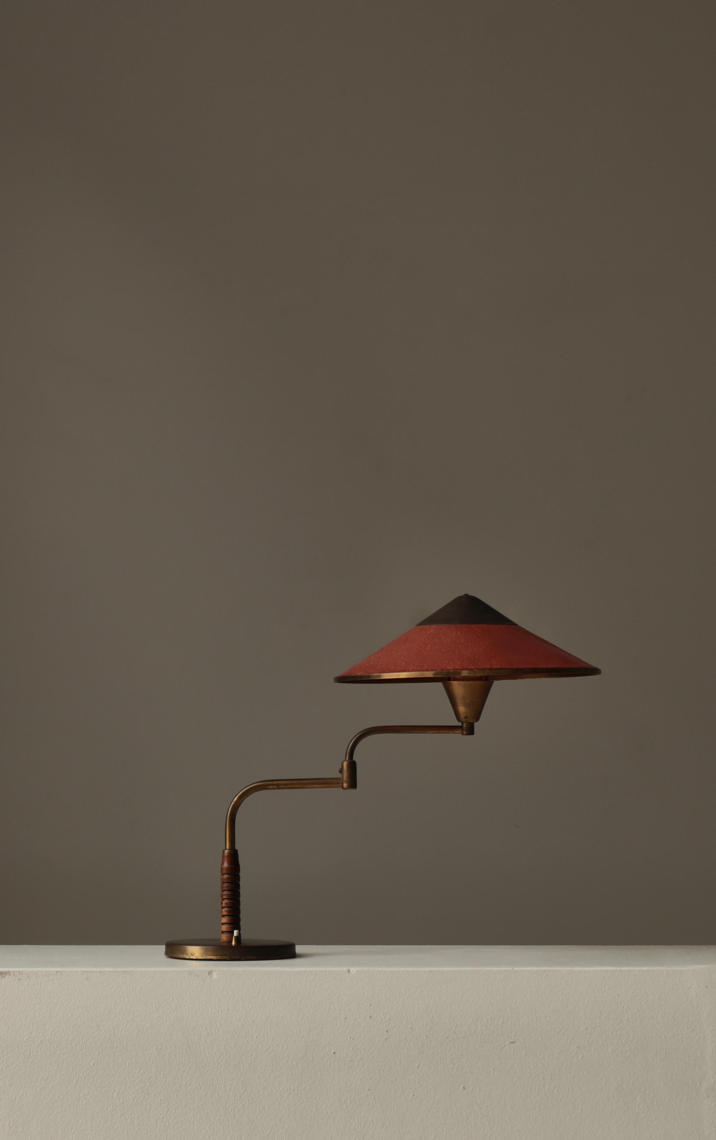 Danese Art Deco Swing Desk Lamp in Patinated Brass by LYFA, Denmark, 1930s in vendita