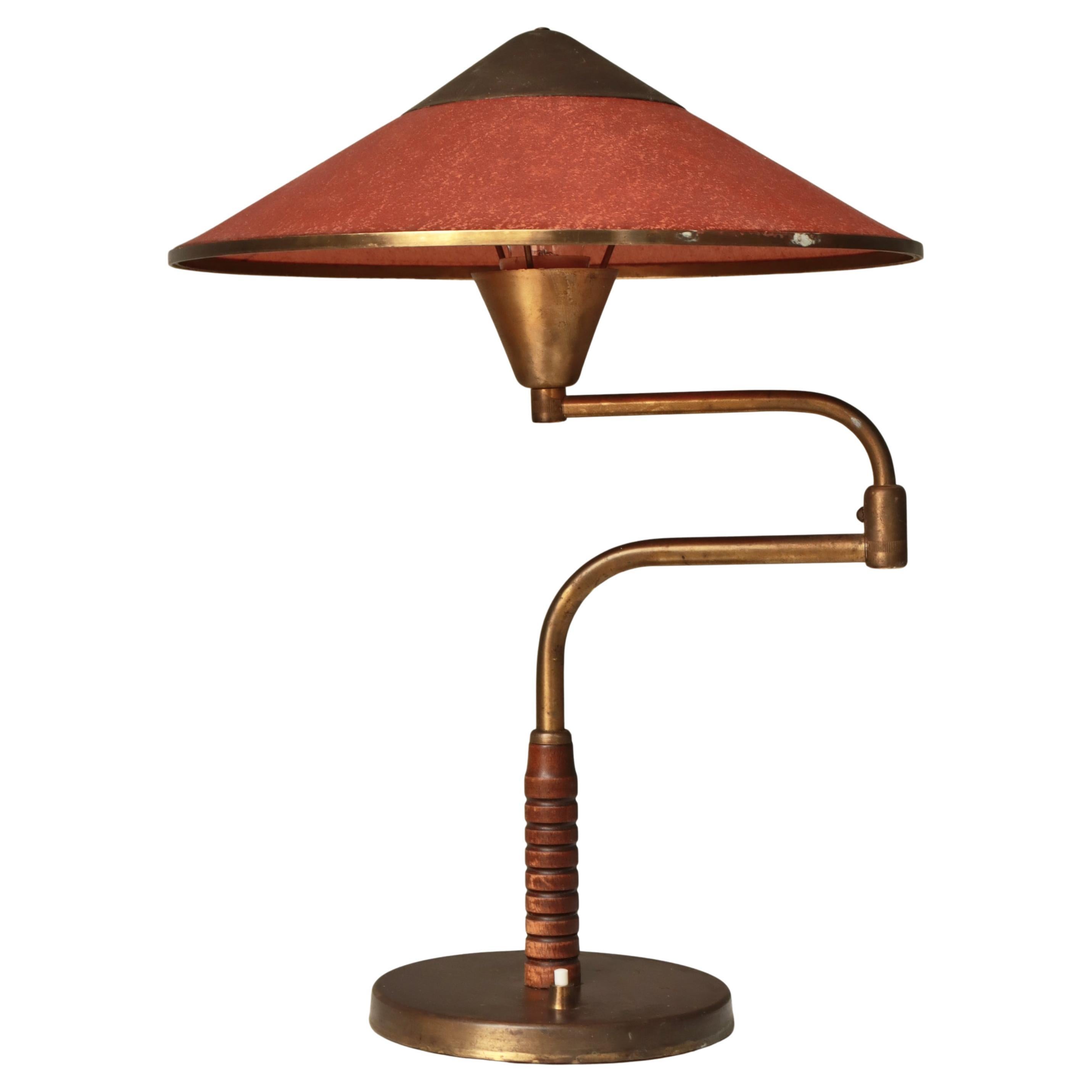 Lampe de bureau Art déco en laiton patiné par Lyfa, Danemark, années 1930