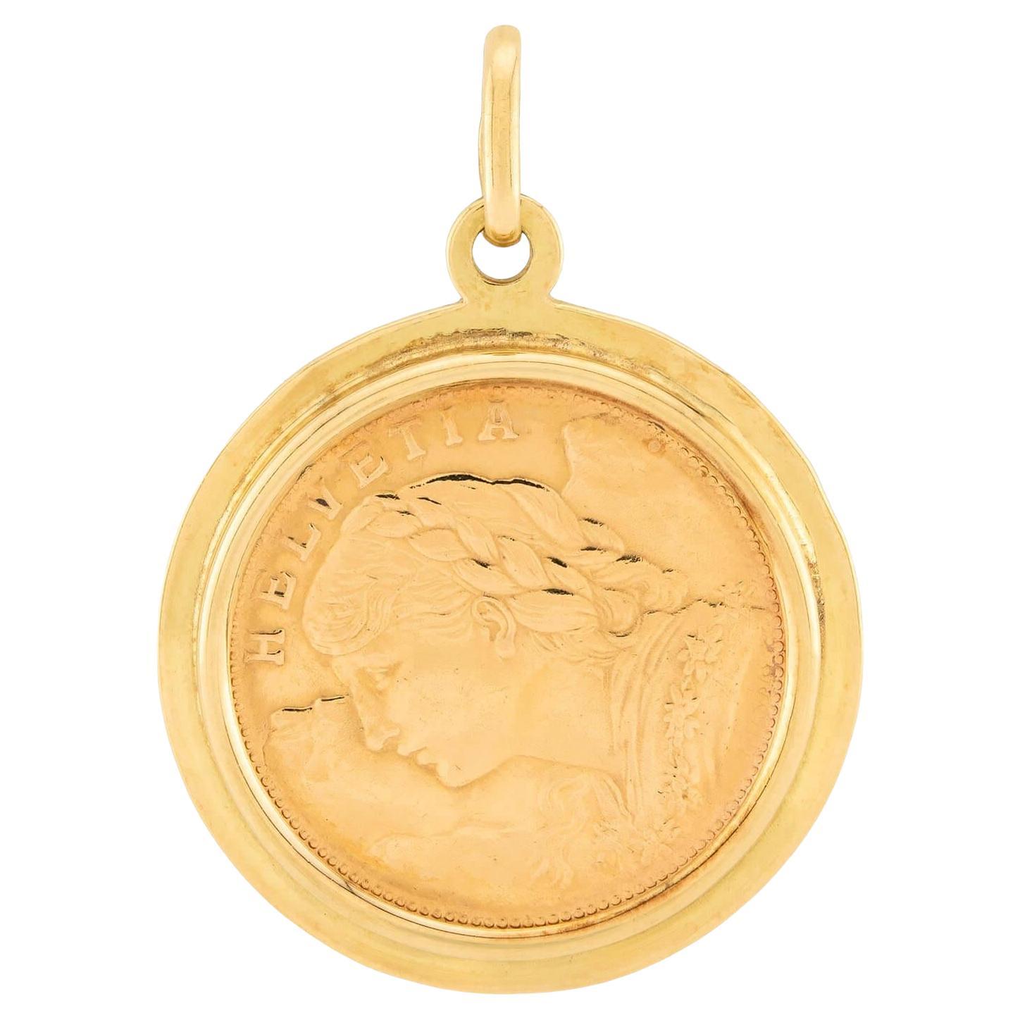 Colgante Art Decó Swiss 18k Coin