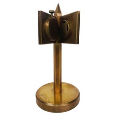 Art Deco Swiss Bronze Tabletop Weather Station with Clock