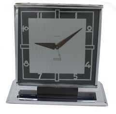 Art Deco Swiss Chrome Looping 8 Day Mantel Clock, 1930