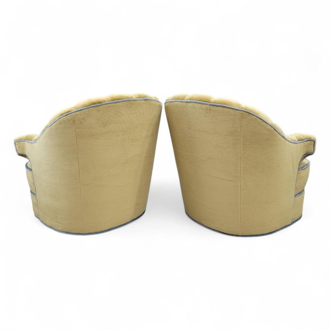 Art Deco Swivel Lounge Chairs Newly Upholstered in Mohair - Pair For Sale 3