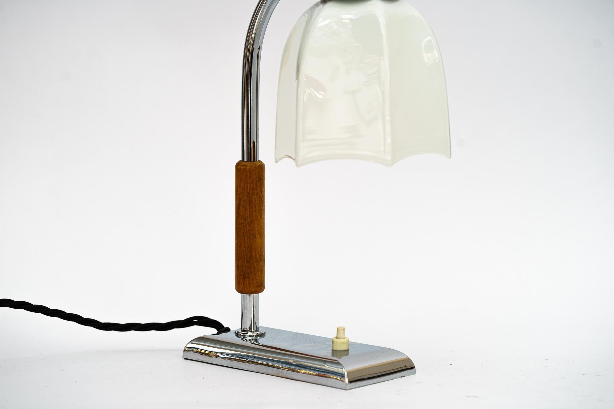 Austrian Art Deco Swiveling Chrome Table Lamp Vienna Around 1920s For Sale