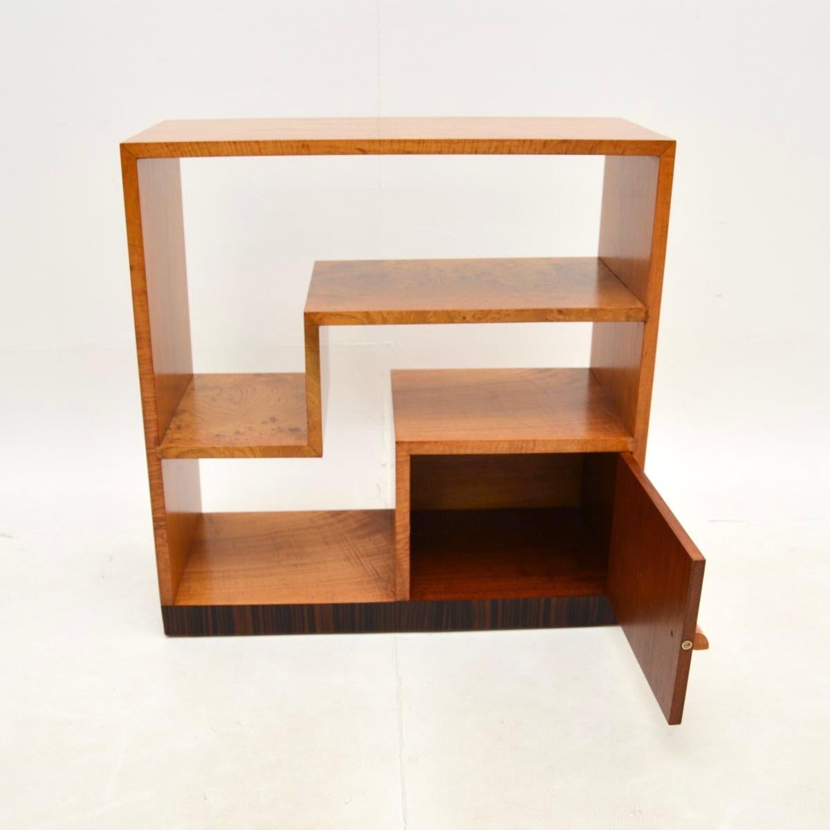 British Art Deco Sycamore and Elm Bookcase / Cabinet