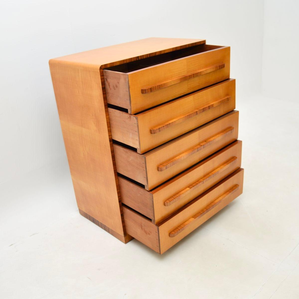 Mid-20th Century Art Deco Sycamore and Walnut Chest of Drawers