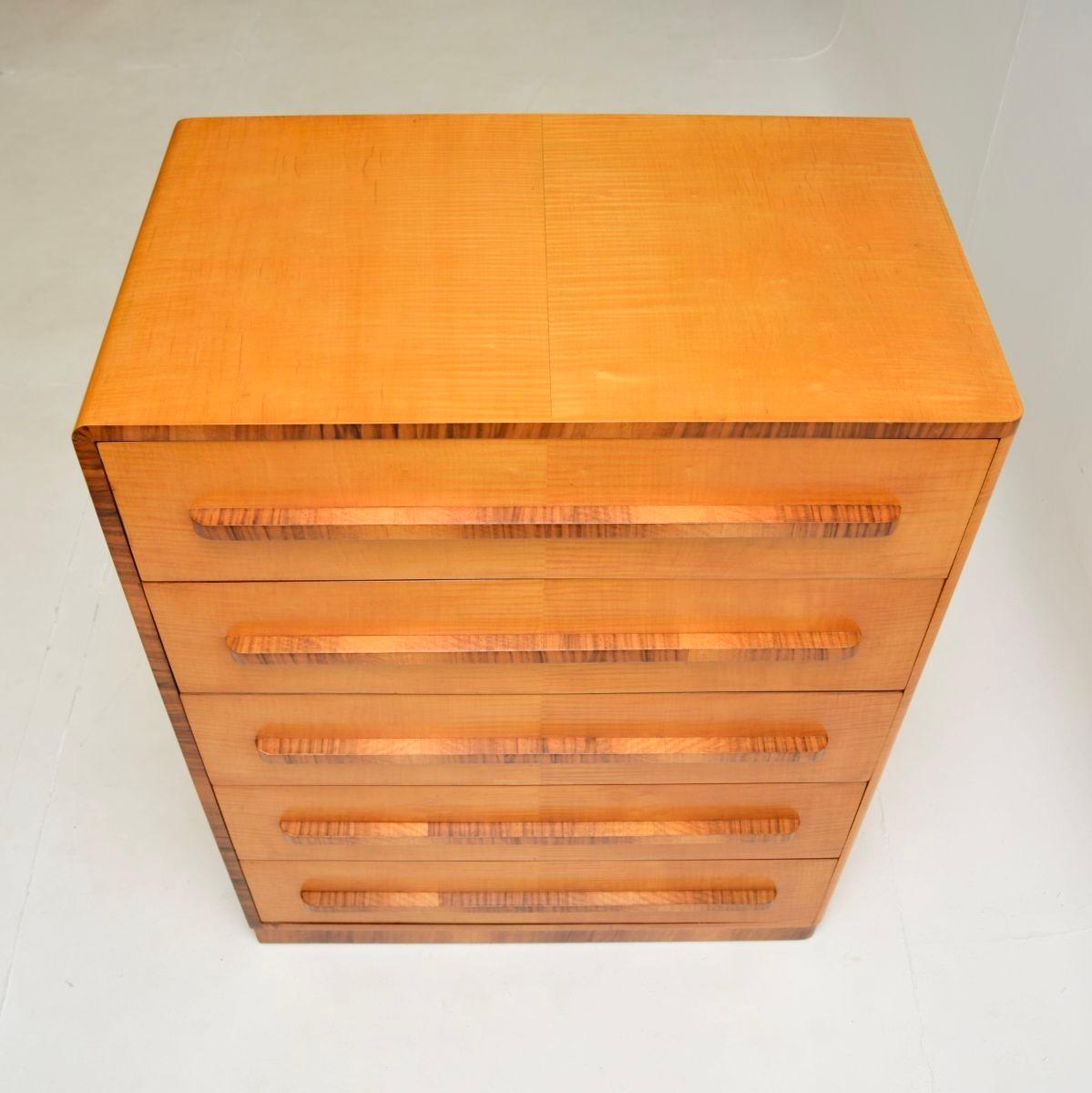 Art Deco Sycamore and Walnut Chest of Drawers 1