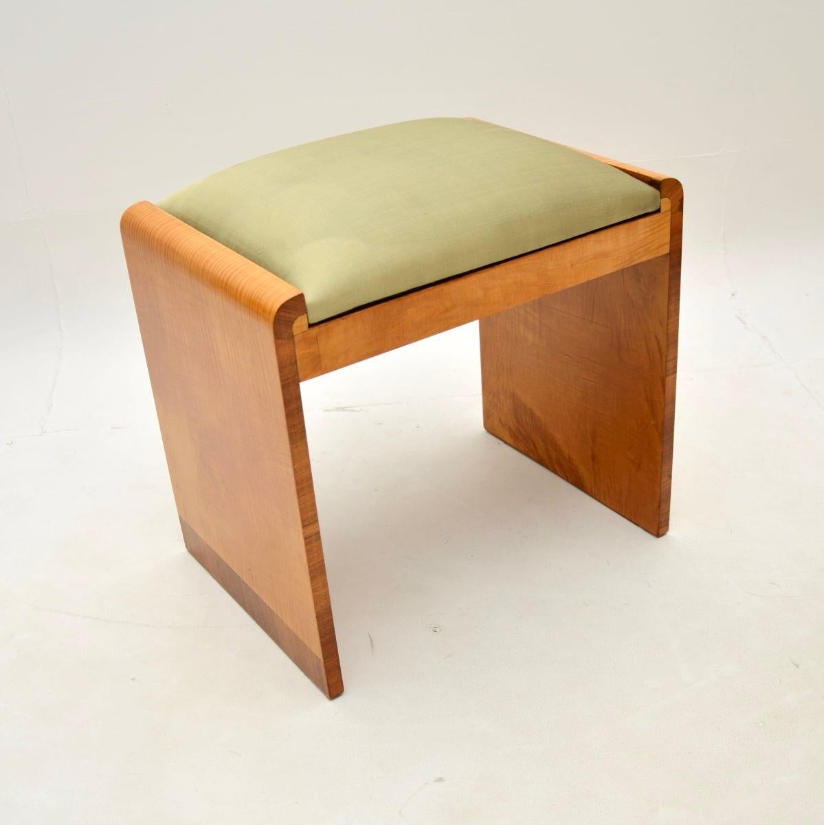 Art Deco Sycamore and Walnut Dressing Table with Stool 5