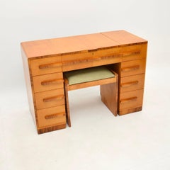 Art Deco Sycamore and Walnut Dressing Table with Stool