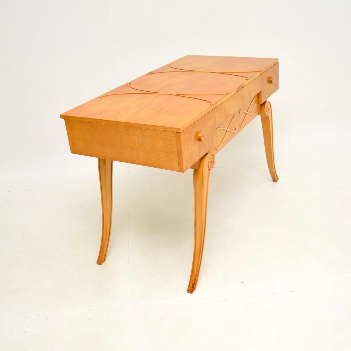 Fabric Art Deco Sycamore Dressing Table and Chair by Hille For Sale