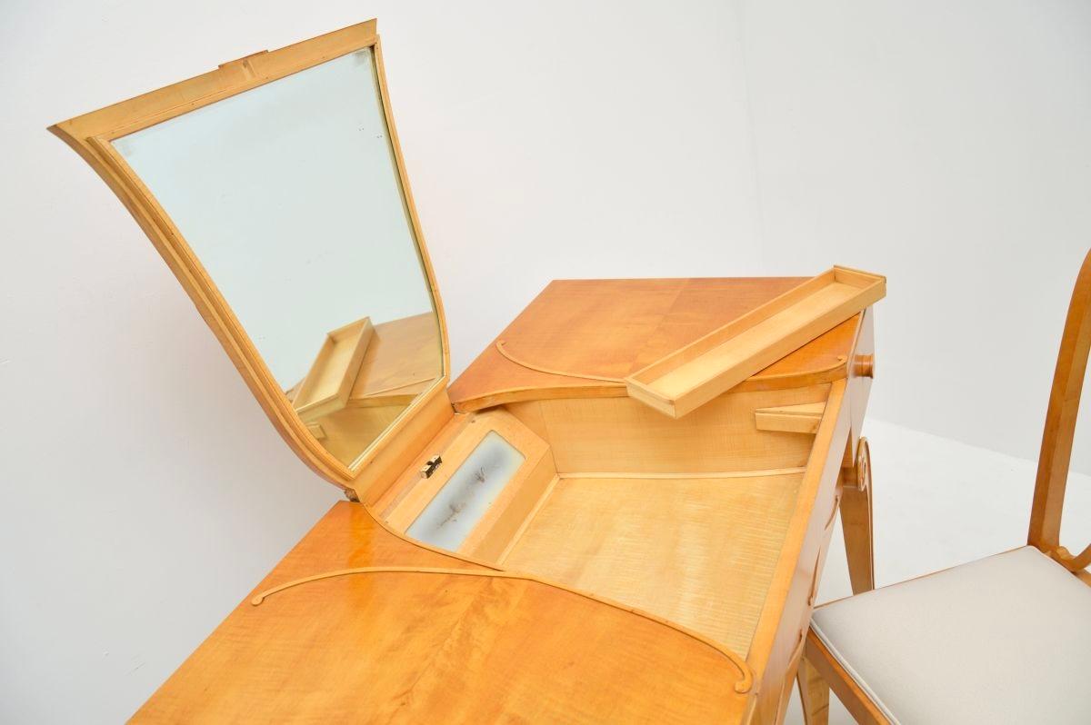 Art Deco Sycamore Dressing Table and Chair by Hille For Sale 3