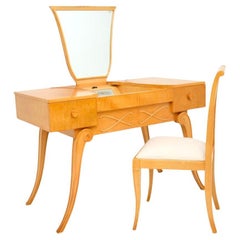 Art Deco Sycamore Dressing Table and Chair by Hille
