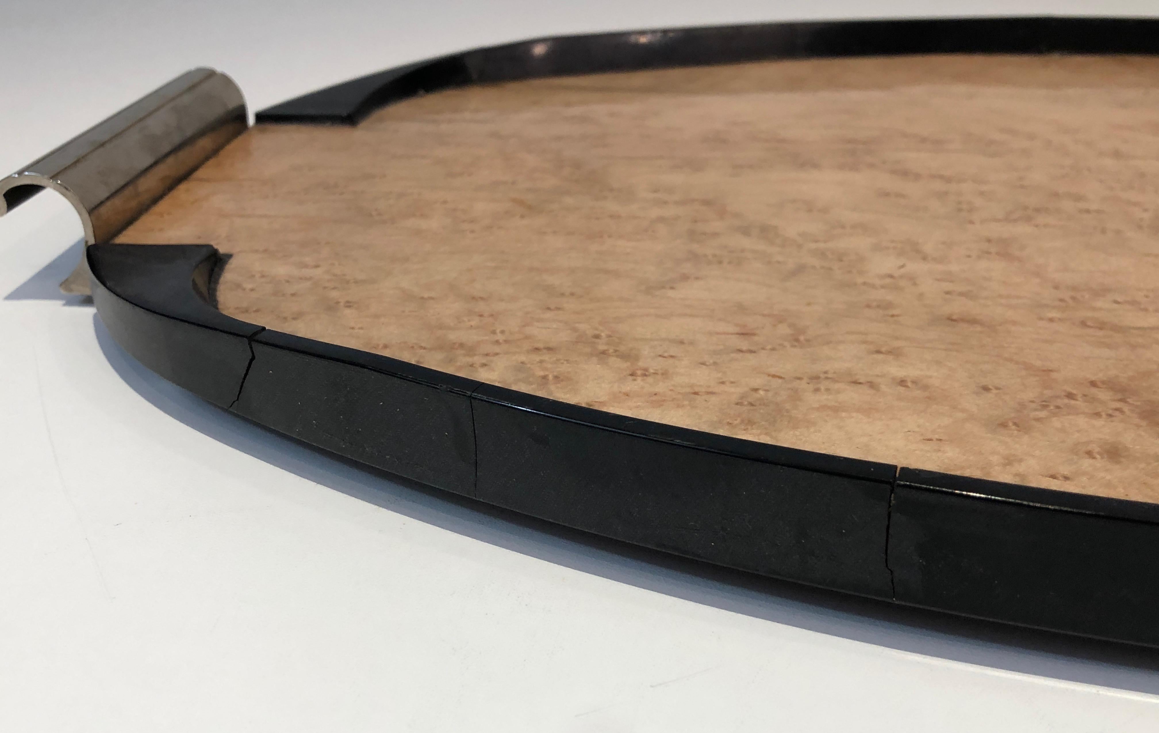 Art-Déco-Tablett aus Bergahornholz, ebonisiertem Holz und Chrom im Angebot 7