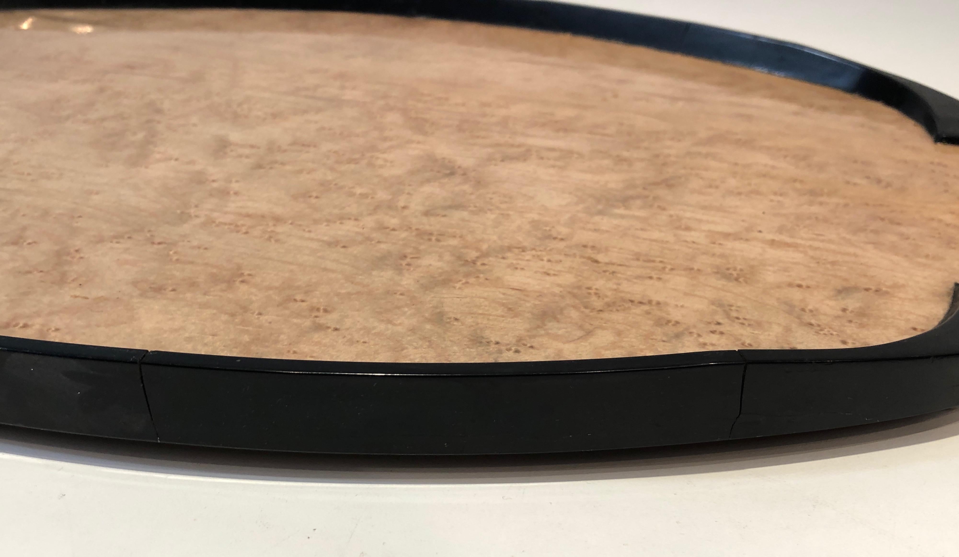 Art-Déco-Tablett aus Bergahornholz, ebonisiertem Holz und Chrom im Angebot 10