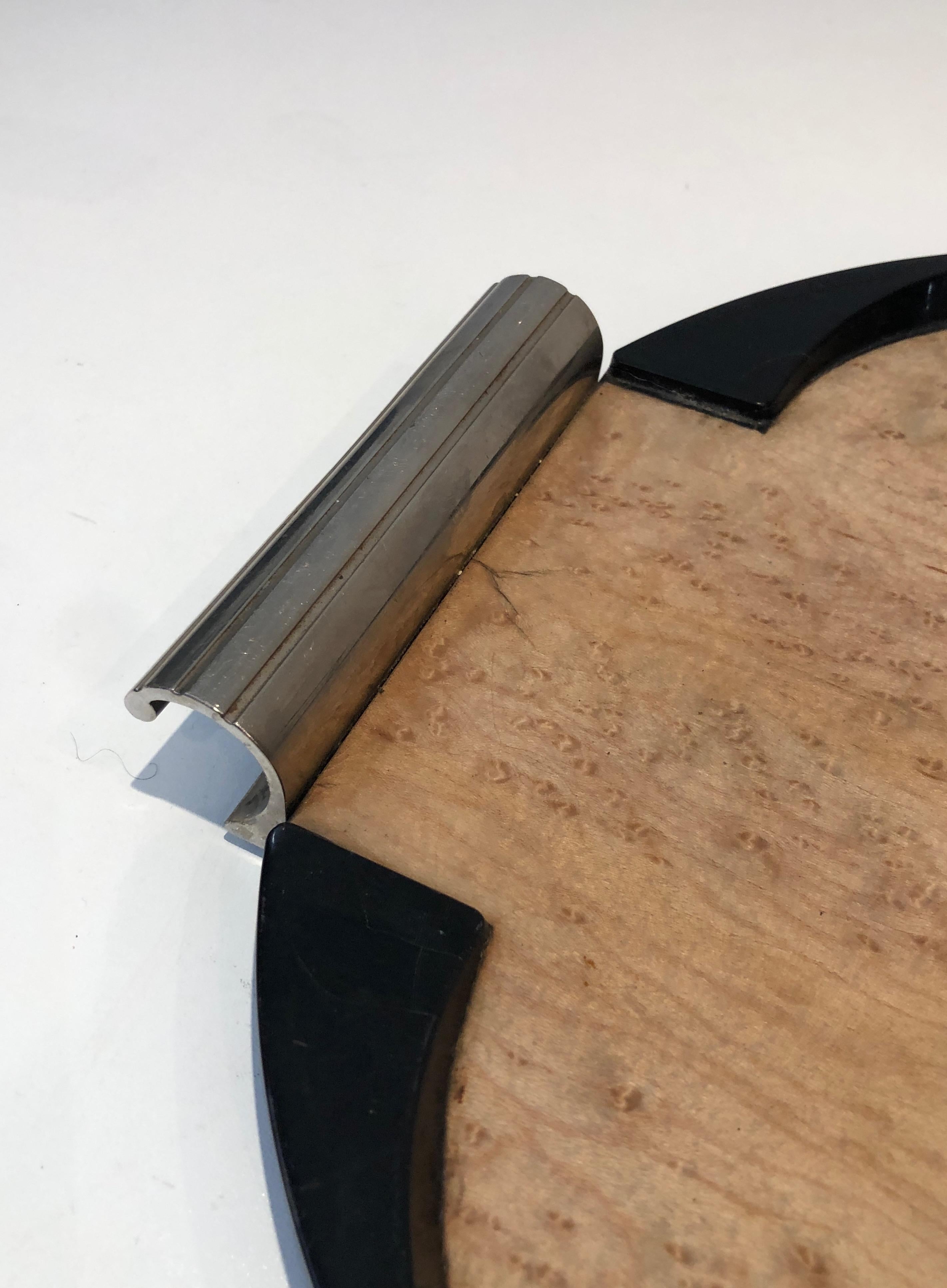 Art-Déco-Tablett aus Bergahornholz, ebonisiertem Holz und Chrom im Zustand „Gut“ im Angebot in Marcq-en-Barœul, Hauts-de-France