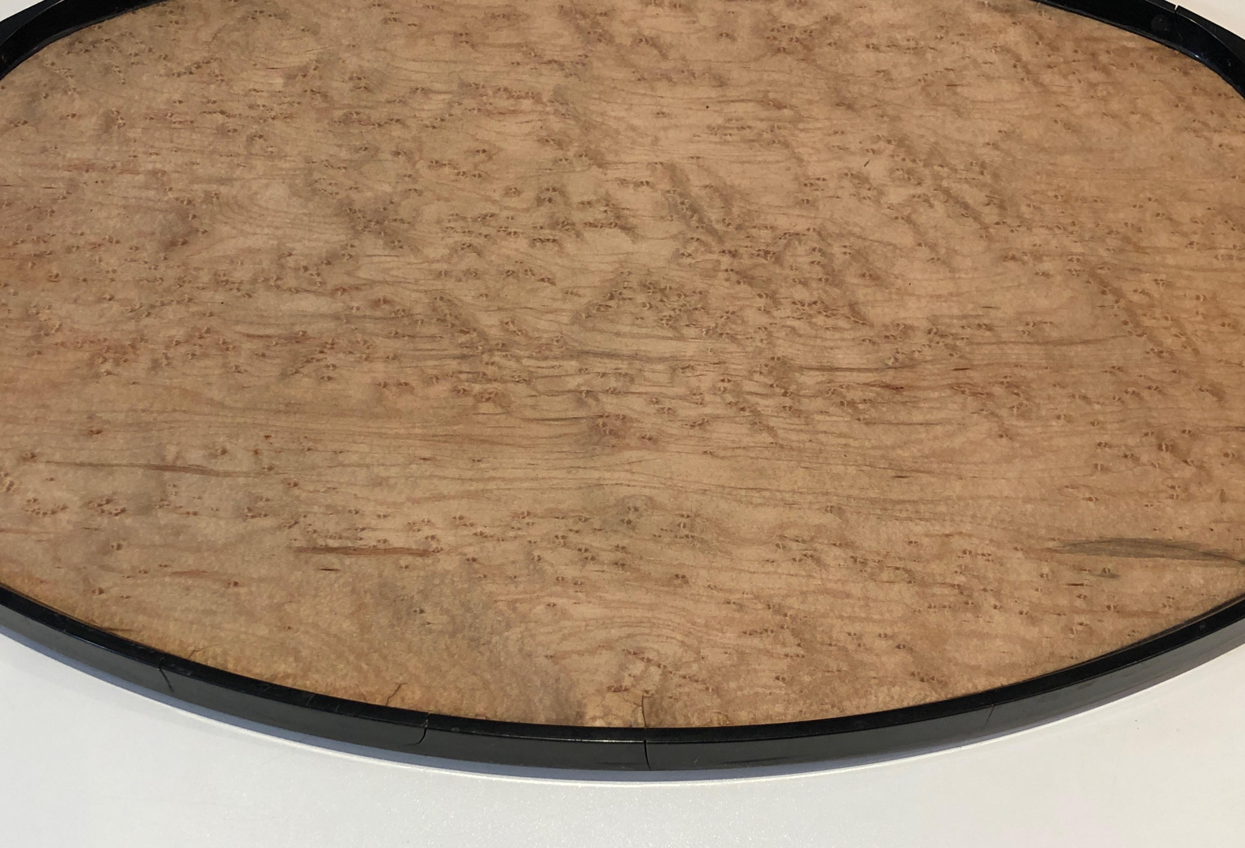 Art-Déco-Tablett aus Bergahornholz, ebonisiertem Holz und Chrom im Angebot 1