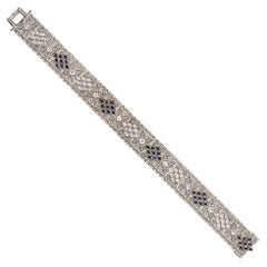 Art Deco Synthetic Sapphire and Diamond Bracelet