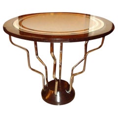 Table Art Déco  1930, en bois et chrome