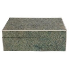 Art Deco Table Box Covered in Green Shagreen & Marked "London Made"