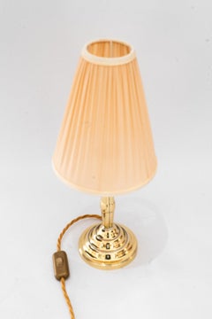 Art Deco Table brass table lamp with fabric shade vienna around 1920s