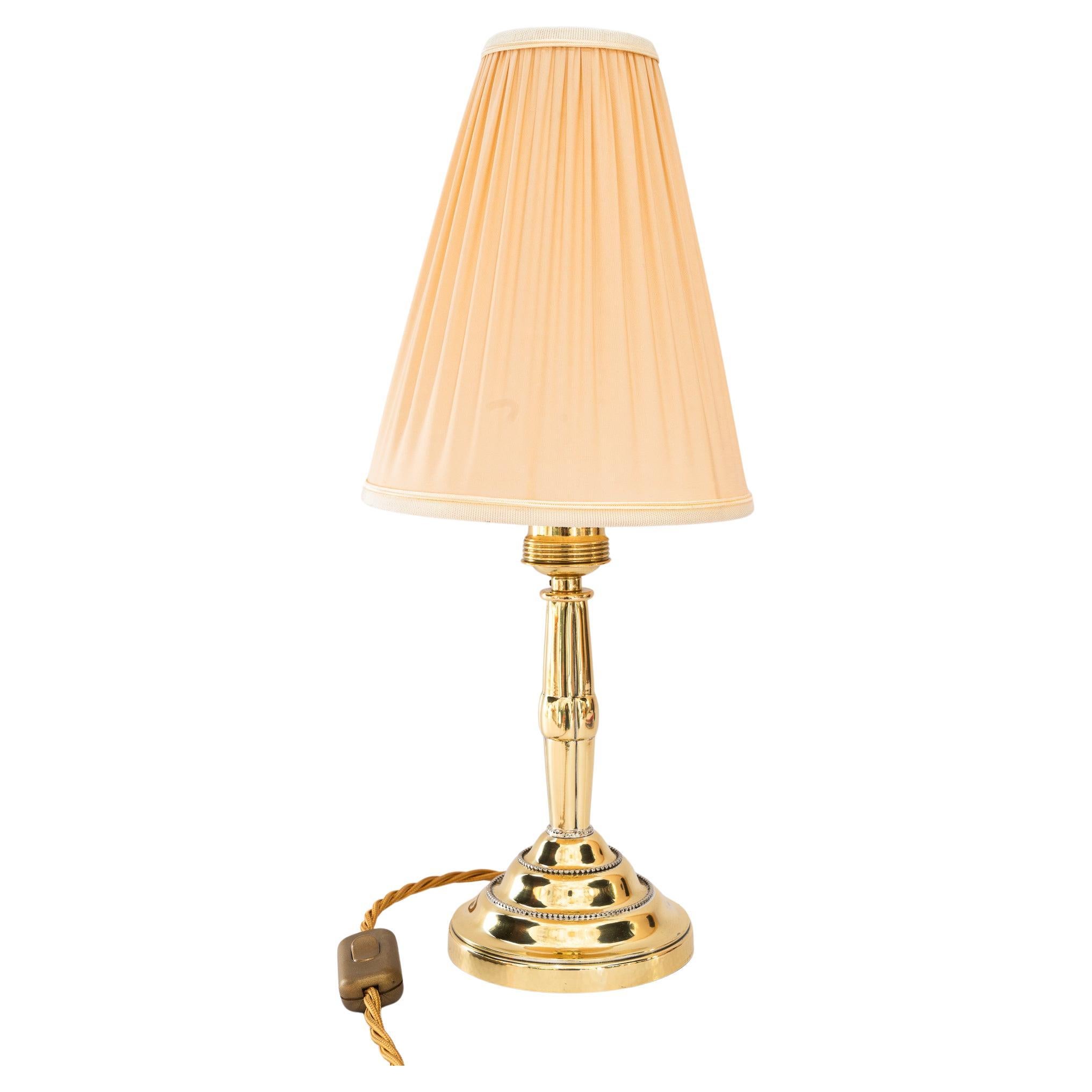 Art Deco Table brass table lamp with fabric shade vienna around 1920s