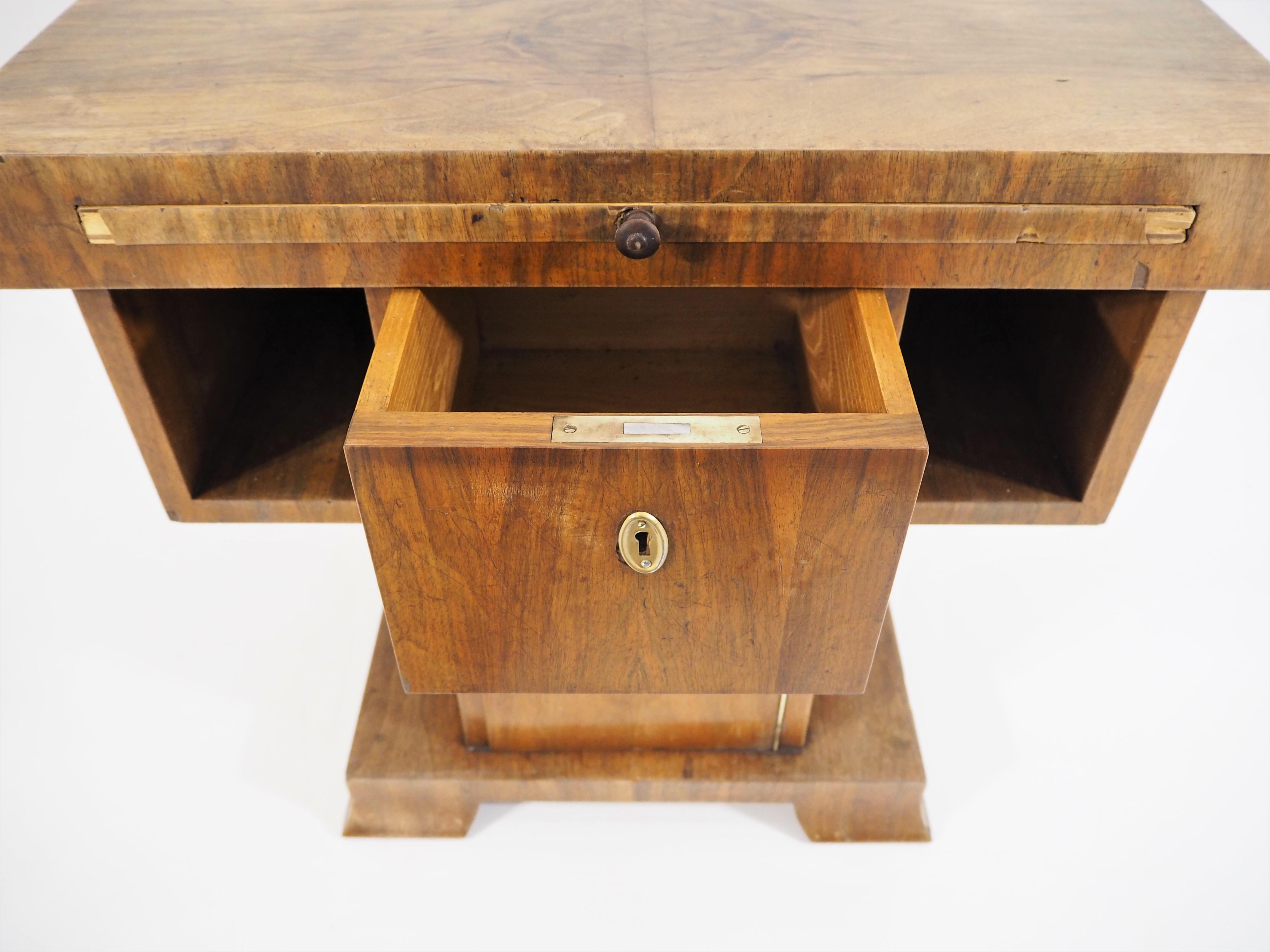 Veneer Art Deco Table, circa 1940s For Sale