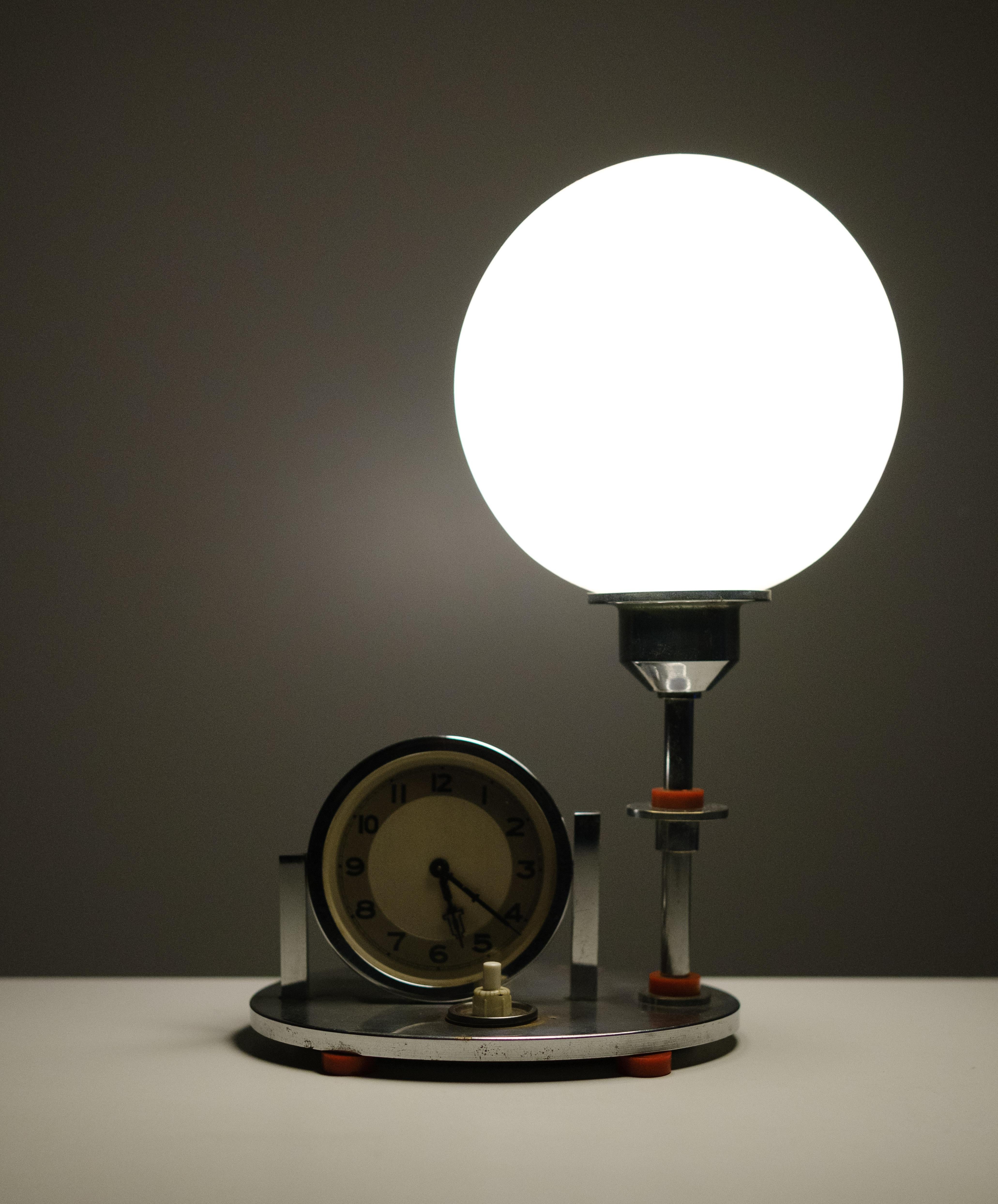 Art deco Table Clock and Lamp 1930s  Germany For Sale 2