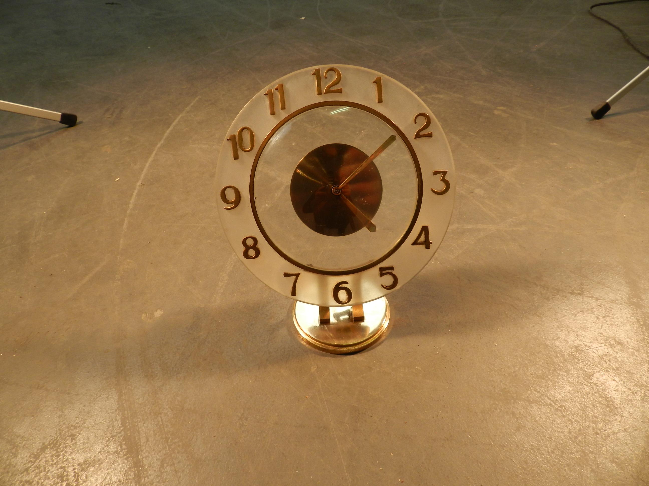 art deco table clock, Bayard brand, works. For Sale 7
