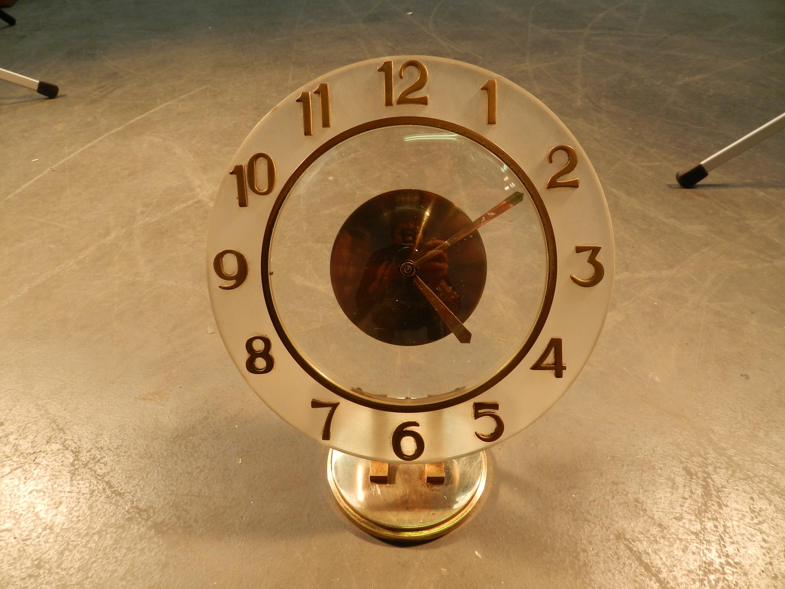 art deco table clock, Bayard brand, works. For Sale 11