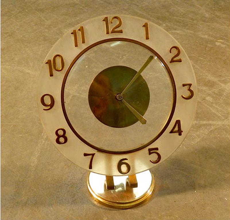 Art Deco art deco table clock, Bayard brand, works. For Sale