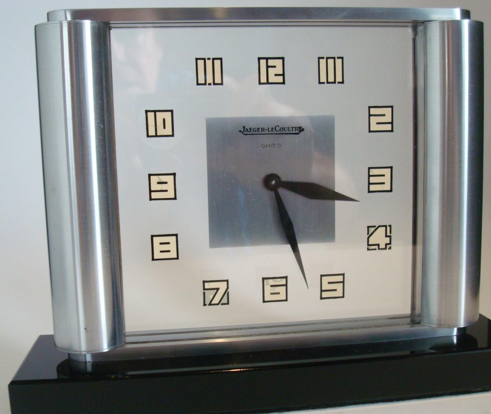 Art déco Horloge de table Art Déco par Jaeger-LeCoultre Ghiso, rare, années 1930 en vente