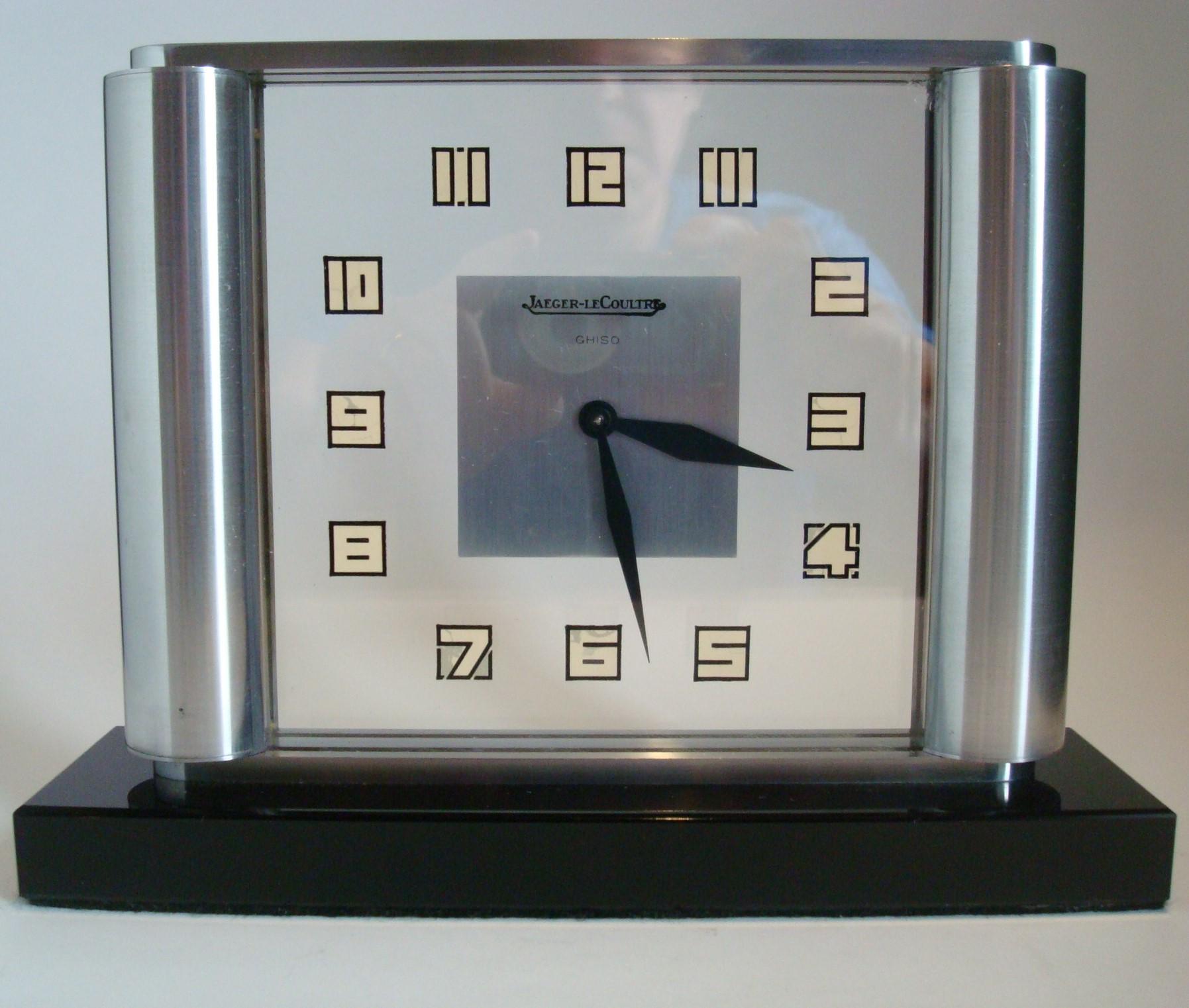 Reloj de sobremesa Art Déco de Jaeger-LeCoultre Ghiso, Raro, Años 30 Metal en venta