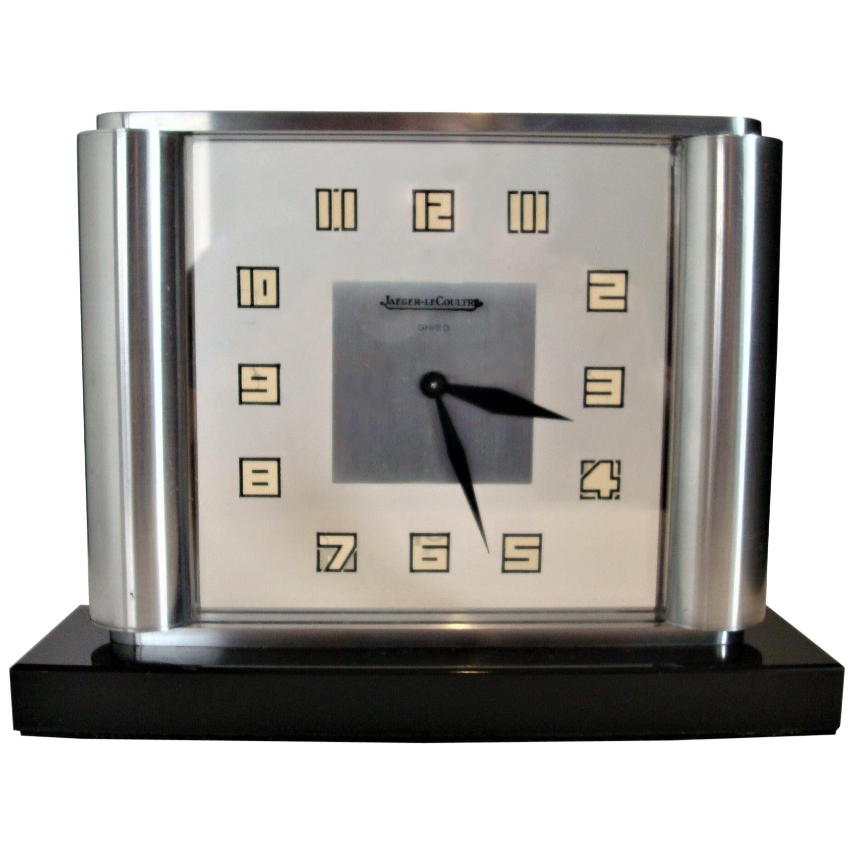 Art Deco Table Clock by Jaeger-LeCoultre Ghiso, Rare, 1930s