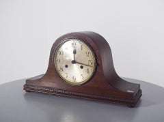 Art Deco Table Clock, Dark Wood Frame