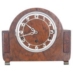 Art Deco Table Clock in Dark Wood
