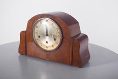 Art Deco Table Clock Light Wood Frame